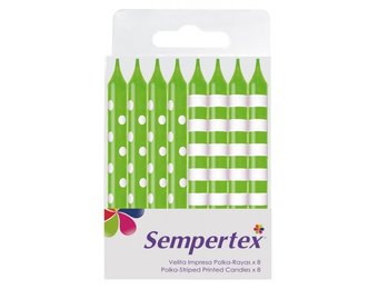 Candles - Polka Dots/Stripes - Lime Green 031