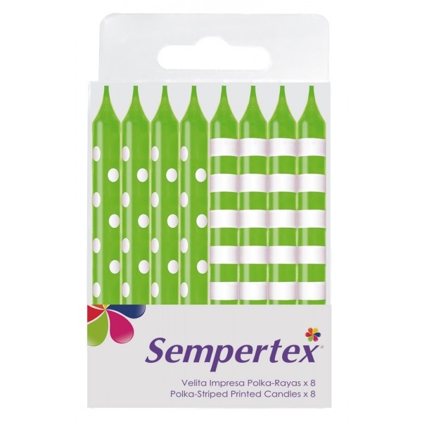 Candles - Polka Dots/Stripes - Lime Green 031