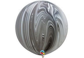 Qualatex 36 inch - SUPER AGATE - Black & White - 2 Stuks.