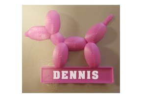 3D - Broche naambordje Ballonhondje - 6cm