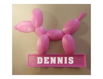 3D - Broche naambordje Ballonhondje - 6cm