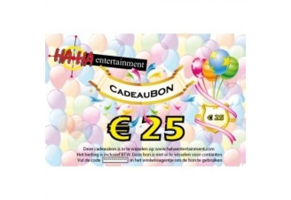 Cadeaubon ter waarde van ƒ?ª 25,00