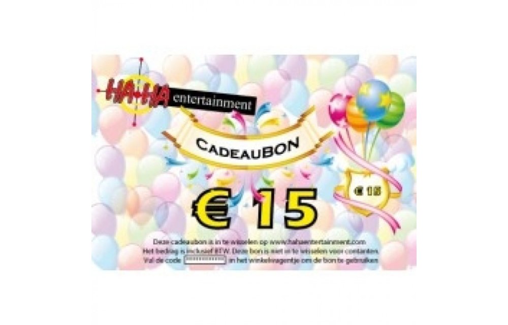 Cadeaubon ter waarde van ƒ?ª 15,00
