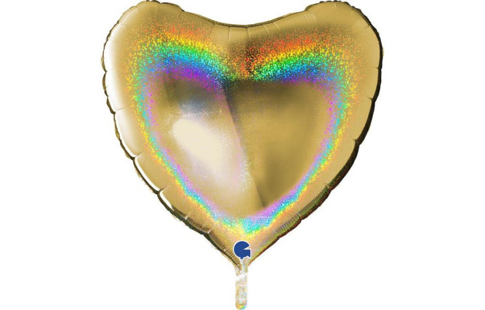 SALE > Heart - Glitter Holographic - Gold - 36 inch - Grabo