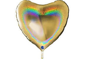 SALE > Heart - Glitter Holographic - Gold - 36 inch - Grabo