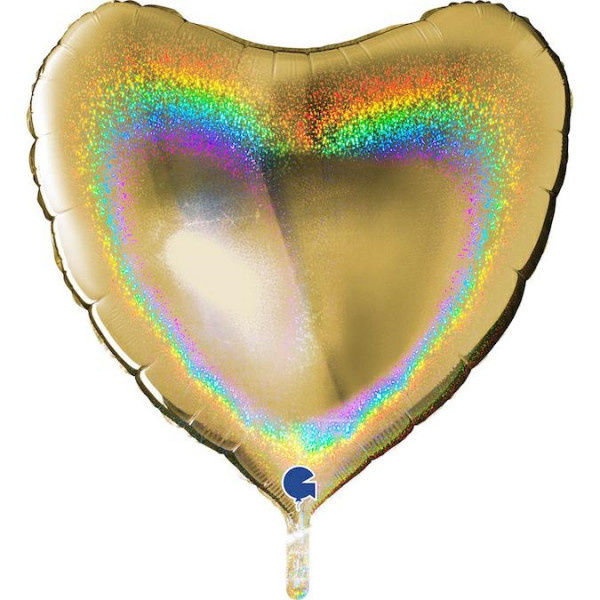 SALE > Heart - Glitter Holographic - Gold - 36"/91cm