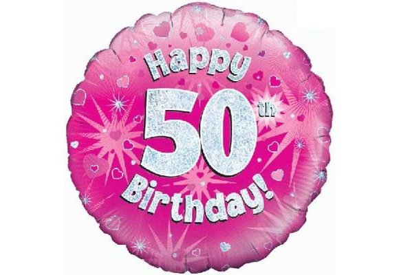 Birthday - Pink Holographic - 50 - 18 inch - Oaktree