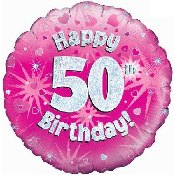 Birthday Pink Holographic - 50 - O45cm