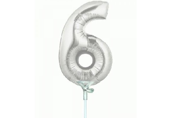 Cijfer 6 - Silver - 7 inch - 10 ct