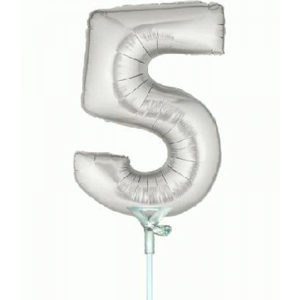 Cijfer 5 - Silver - 7 inch -10 ct