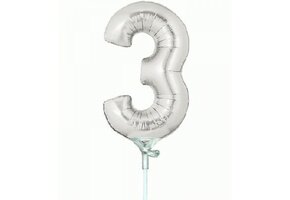 Cijfer 3 - Silver - 7 inch - 10 ct