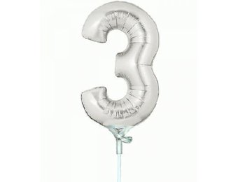 Cijfer 3 - Silver - 7 inch - 10 ct