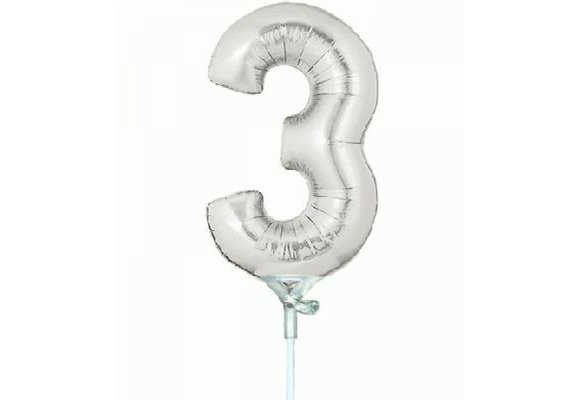 Cijfer 3 - Silver - 7 inch - 10 stuks
