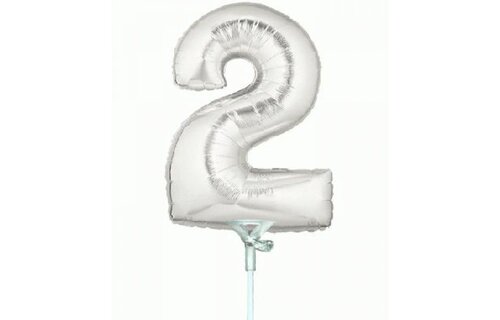 Cijfer 2 - Silver - 7 inch - 10 ct