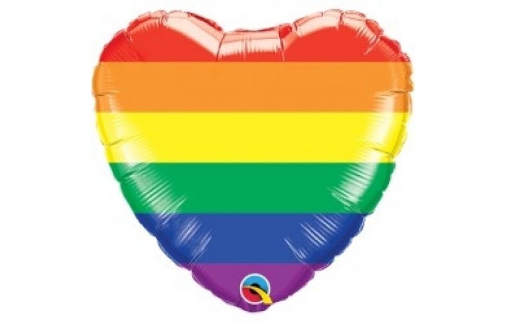 HEART - Rainbow Stripes - 18inch - Qualatex