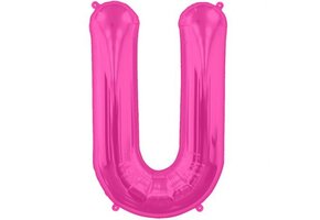 SALE> Letter Mini Magenta - U - 16"/40cm zelfsluitend