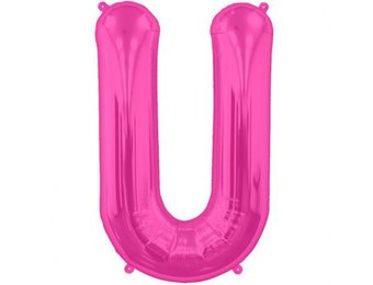 SALE> Letter Mini Magenta - U - 16"/40cm zelfsluitend