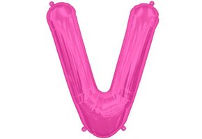 Letter Mini Magenta - V - 16"/40cm zelfsluitend
