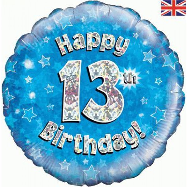 Birthday Blue Holographic - 13 - O45cm