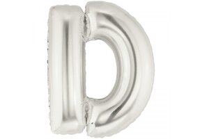 SALE > Letter Mini Silver - D - 16"/40cm zelfsluitend