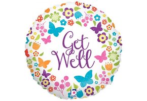 Get Well Butterflies & Flowers - B18"/45cm