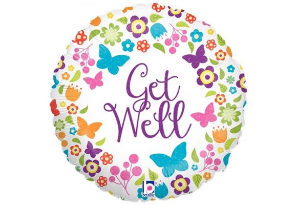 Get Well Butterflies & Flowers - B18"/45cm