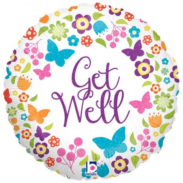 Get Well Butterflies & Flowers - B18"/45cm