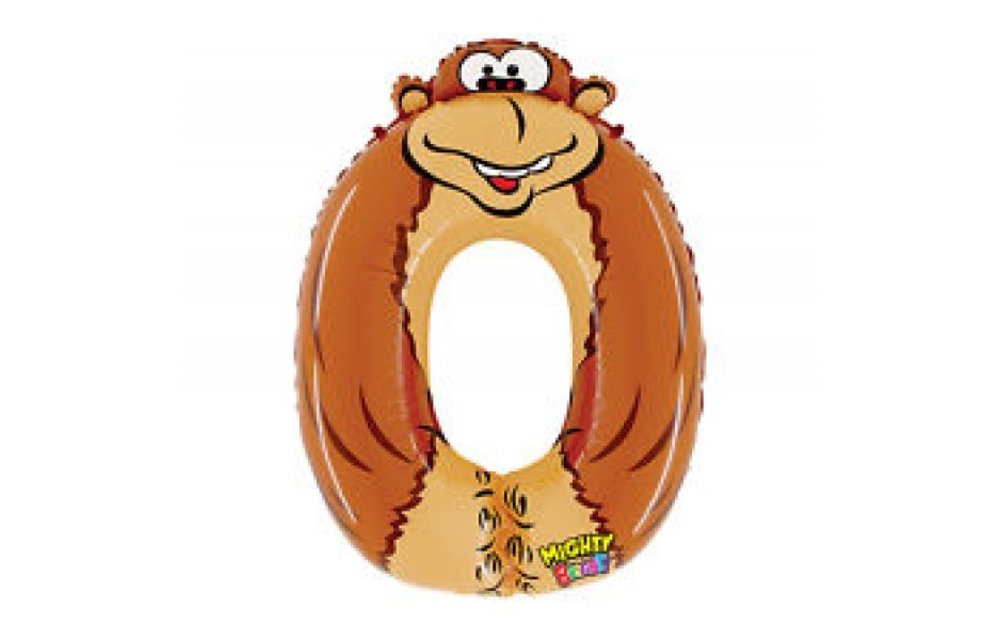 Zooloons - Cijfer 0 Monkey - 40 inch - Betallic