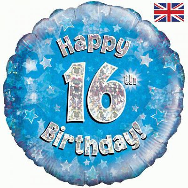 Birthday Blue Holographic - 16 - O45cm