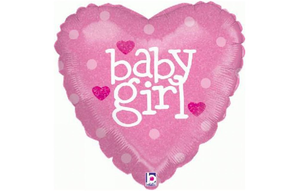 Baby Girl Heart Holographic - 18 inch - Betallic