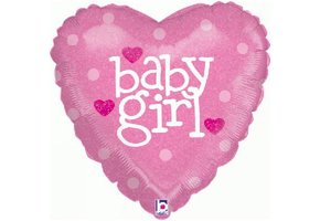 Baby Girl Heart Holographic - 18 inch - Betallic