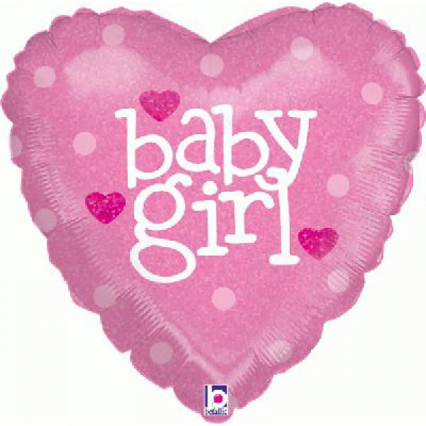 Baby Girl Heart Holographic - 18 inch - Betallic