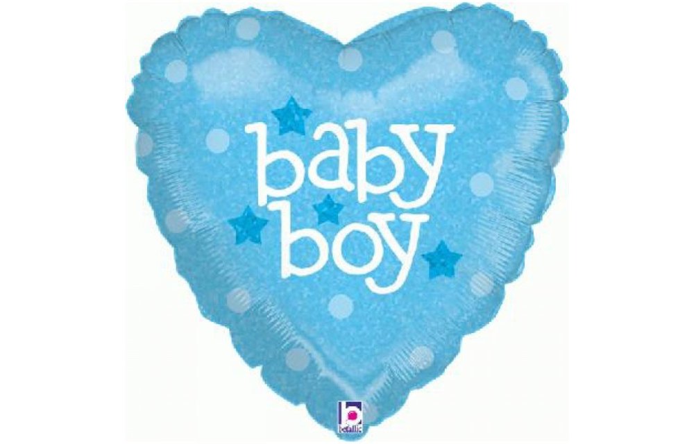 Baby Boy Heart Holographic - 18 inch - Betallic