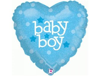 Heart  - Baby Boy Heart Holographic - B18"/45cm
