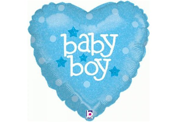 Baby Boy Heart Holographic - 18 inch - Betallic