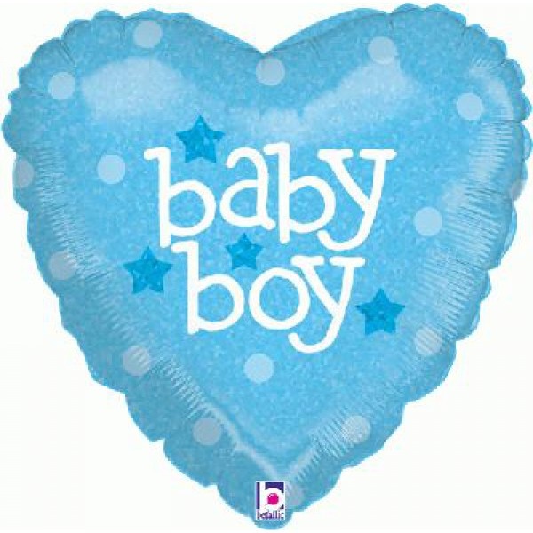 Baby Boy Heart Holographic - 18 inch - Betallic