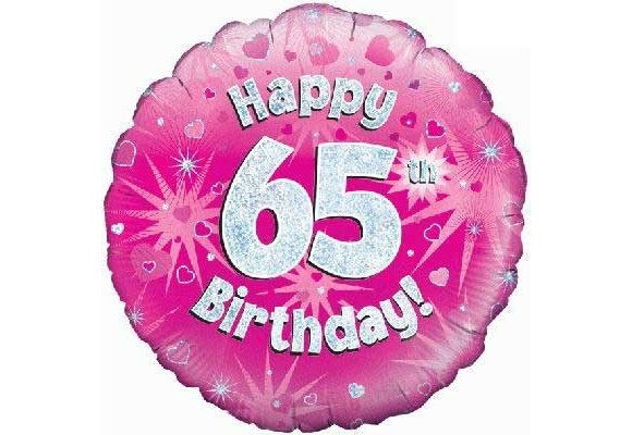 Birthday - Pink Holographic - 65 - 18 inch - Oaktree
