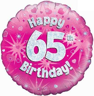 Birthday - Pink Holographic - 65 - 18 inch - Oaktree