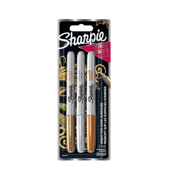 Sharpie Metallic Assortiment - rond 0.9mm - set van 3