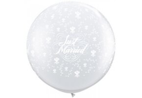 Qualatex 36 inch - Just Married Flowers - D. Clear - 1 Stuk.