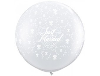 SALE > Qualatex 3foot - Just Married Flowers - Diamond Clear - 1 ct