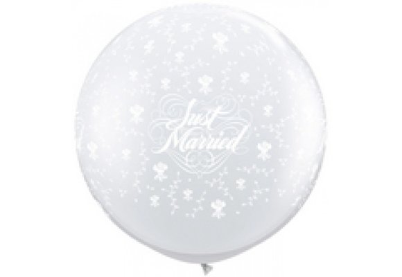 SALE > Qualatex 3foot - Just Married Flowers - Diamond Clear - 1 ct