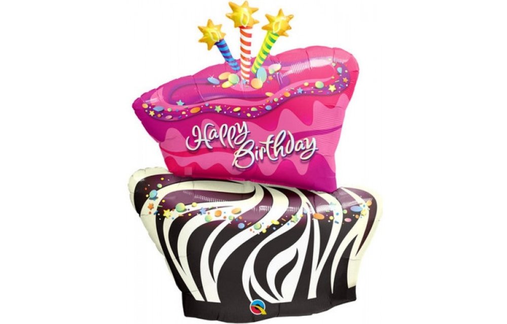 Birthday - Funky Zebra Stripe Cake - 41 inch - Qualatex (16081)