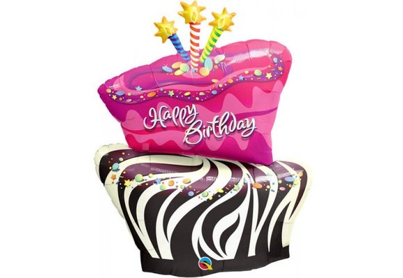 Birthday Funky Zebra Stripe Cake - Q41"/104cm (16081)