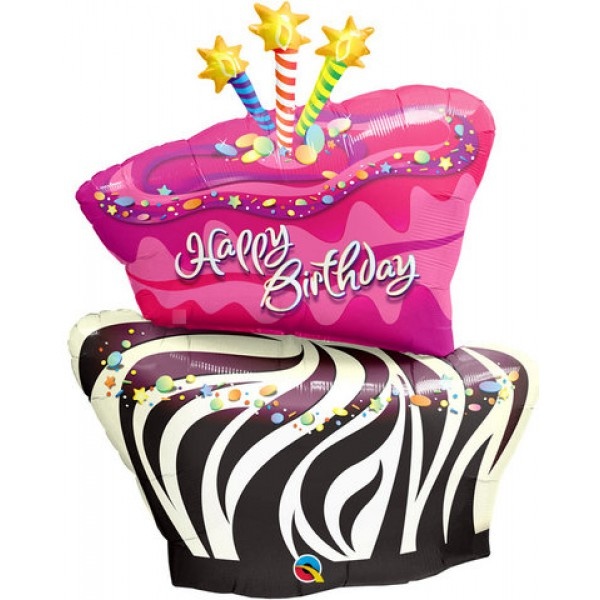 Birthday - Funky Zebra Stripe Cake - 41 inch - Qualatex (16081)