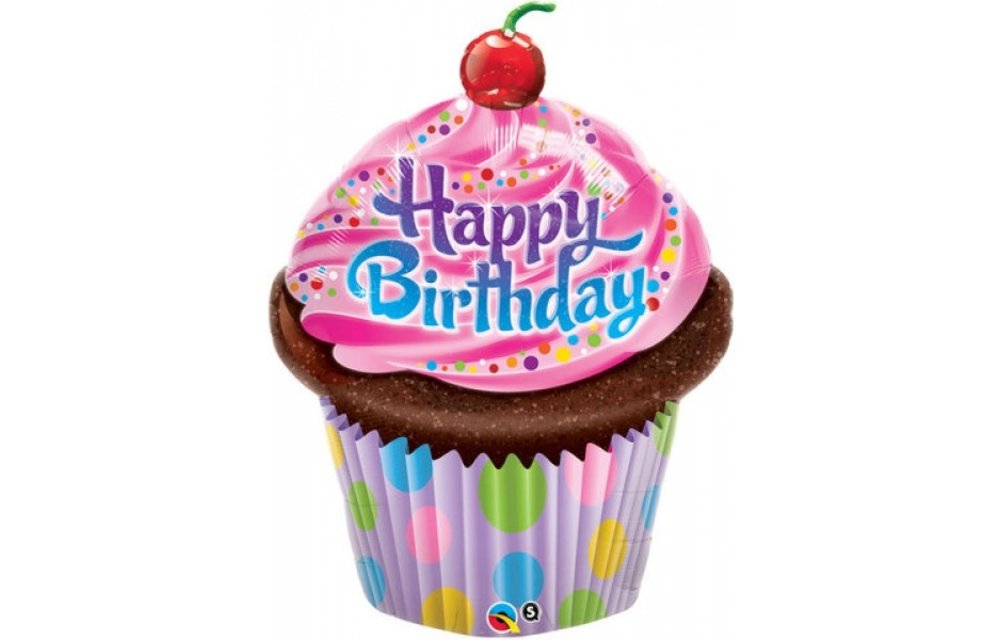 Birthday - Frosted Cupcake - 36 inch - Qualatex  (16083)