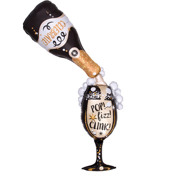 Champagne Bottle & Glass - Multi-Balloon Shape A86cm x 177cm