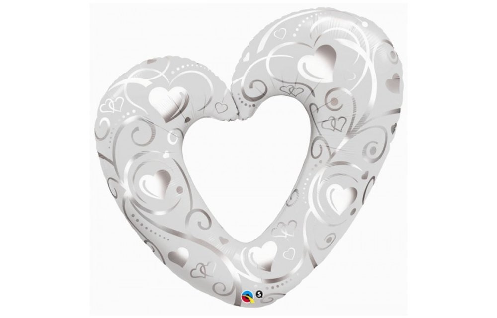Heart  - Hearts & Filigree Pearl White - 42 inch - Qualatex