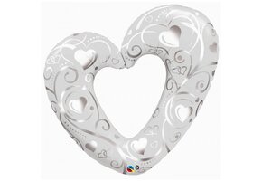 Hearts & Filigree Pearl White - Q42"/106cm