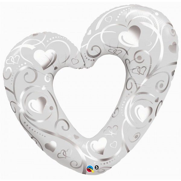Hearts & Filigree Pearl White - Q42"/106cm